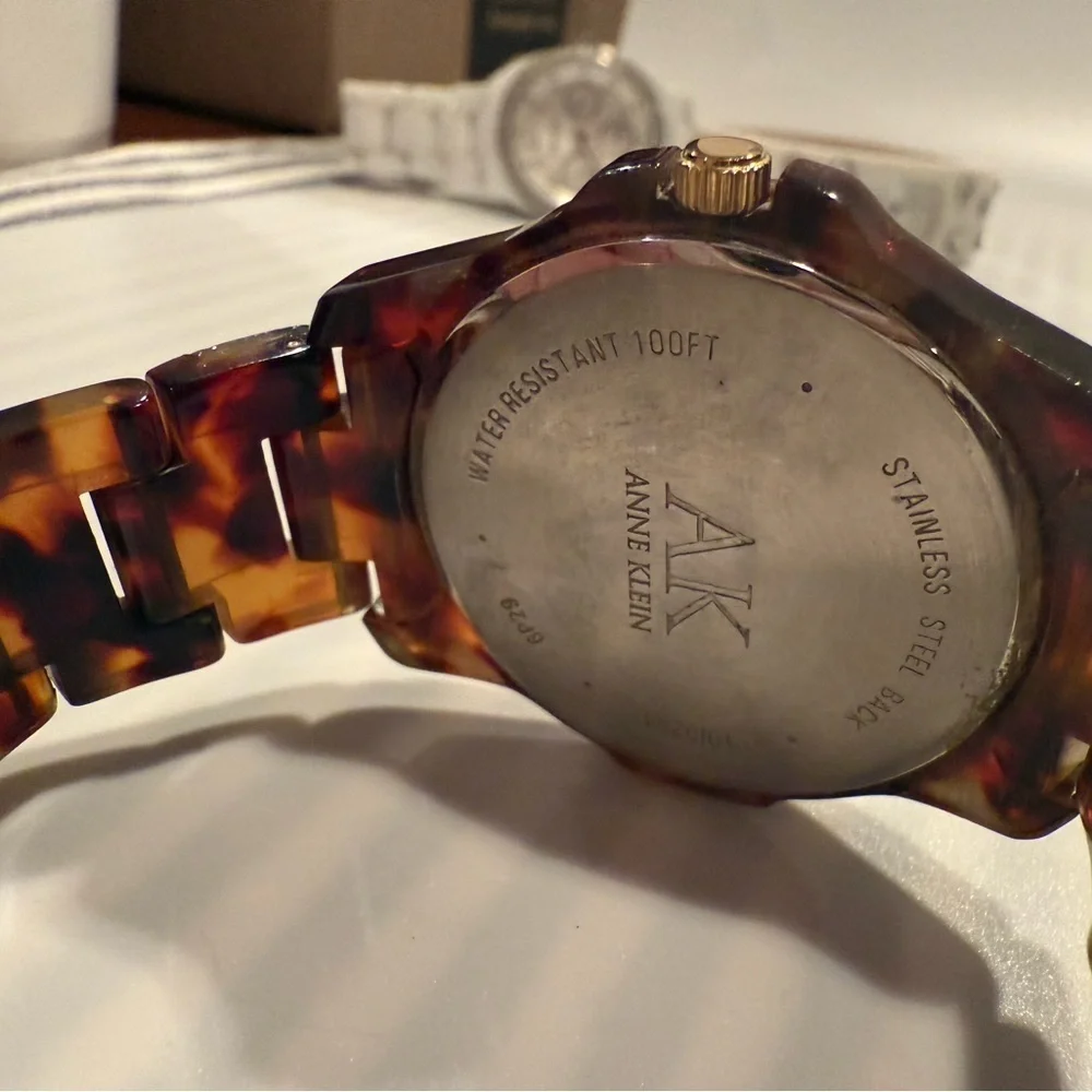 Anne Klein Leopard Ladies Two Tone Wrist Watch 40mm